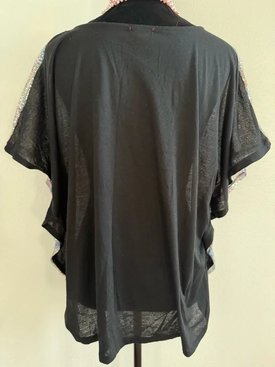 Bongo Vintage Y2K Multicolor Sequin Mesh Pullover Dolman Sleeve Top Size 2X - Picture 4 of 6